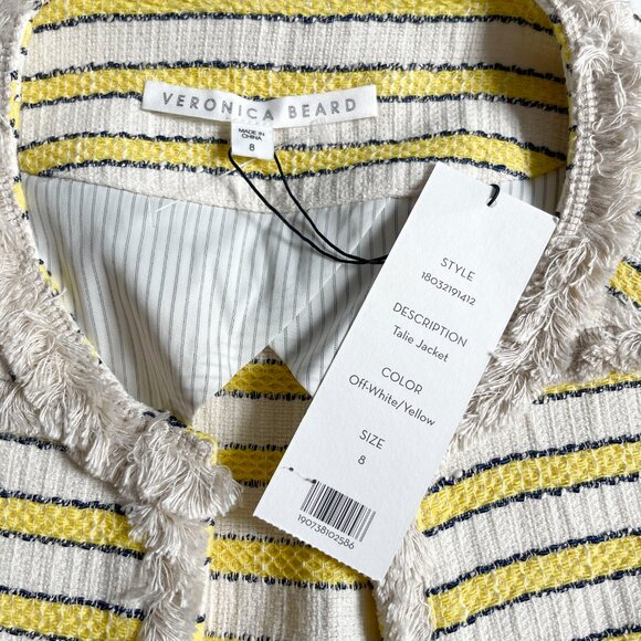 Veronica Beard Talie Jacket Tweed Blazer Off White Yellow Size 8 NEW NWT - Picture 7 of 10